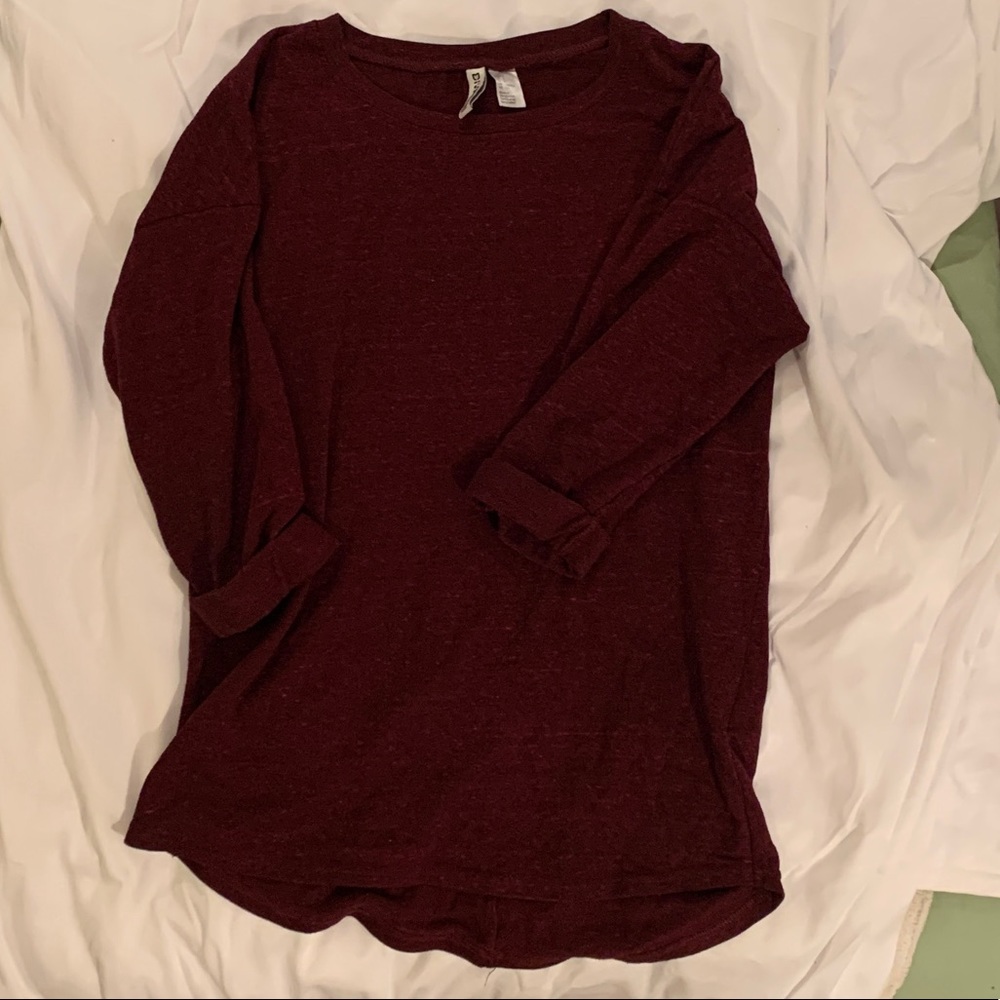 maroon rolled sleeves sweater